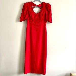 JOVANI Red Beaded Evening Gown Size 12